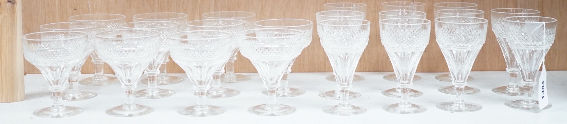A collection of cut glass wine glasses (22)